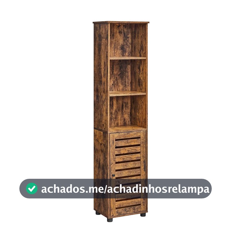 VASAGLE Armário de Banheiro de Piso, Armário Alto de Armazenamento, Independente, com 3 Compartimentos Abertos e 2 Prateleiras Ajustáveis, Sala de Estar, Hall de Entrada, Marrom Rústico BRBBK160X01