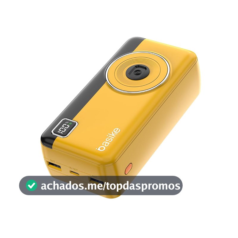 Power Bank 30000mAh, Basike Carregador Portátil com Cabo(Amarelo)