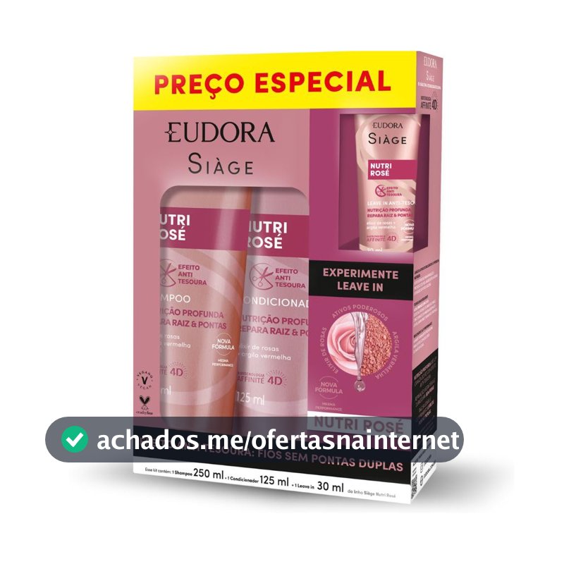 Eudora SIàge Promopack Nutri Rose Shampoo 250ml + Condicionador 125ml + Leave-in 30ml