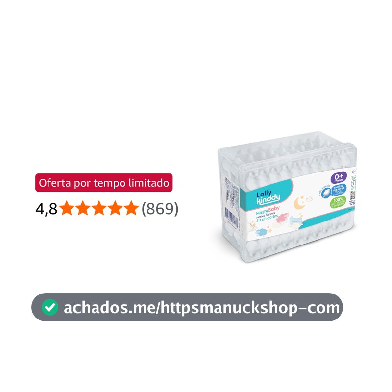Hastes Flexíveis HastyBaby - A Partir de 0+ Meses - Maciez e Conforto para Higienização do Bebê - Caixa com 50 Unidades - Lolly