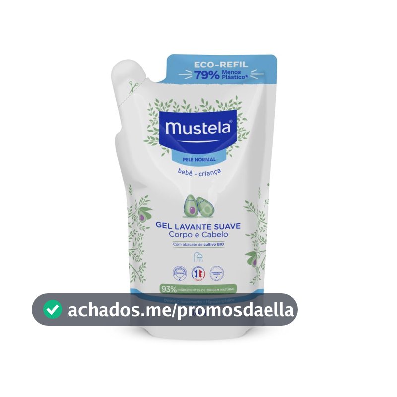 Mustela Refil Gel Lavante Suave 400ml - Sabonete Líquido Corpo e Cabelo para bebês e crianças – feito com 93% de ingredientes de origem natural - Mustela Bebê e Criança
