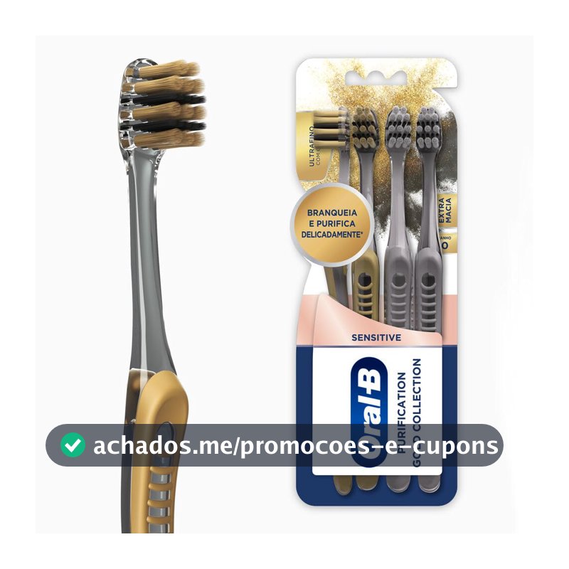 Oral-B Escova de Dente Sensitive Purification Gold Extra Macia 4 Unidades