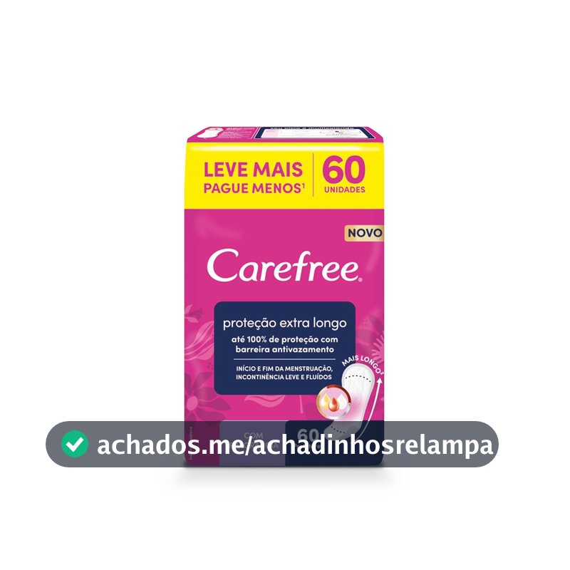 Protetor Diário Carefree, Extra Longo, Com Fragrância, 60 Unidades