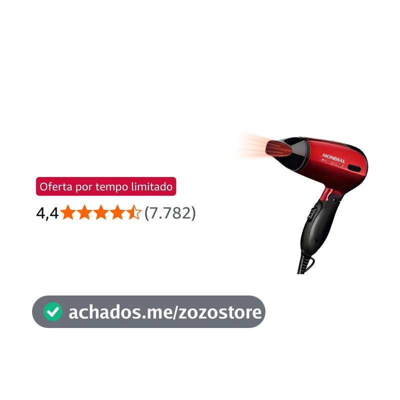 MONDIAL Secador, Max Travel, Bivolt, Preto/Vermelho, 1200W - SC-10