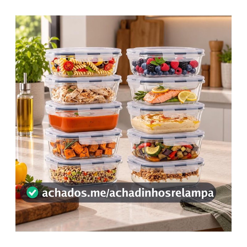 Rishon Pote Hermético para marmita, de Vidro Borossilicato 640ml Kit 10