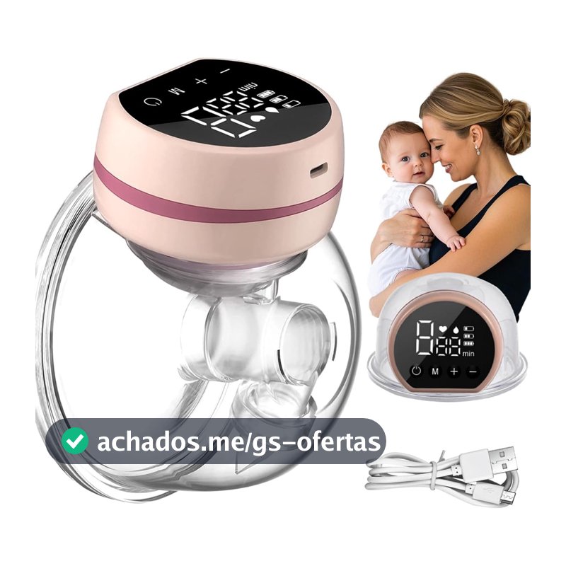 Bomba Extratora de Leite Elétrica Portátil Recarregável Silenciosa para Amamentação para Mães em Movimento Bomba de Tirar leite Elétrica