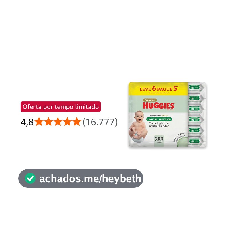 Lenços Huggies Higiene Superior Limpam 2x Mais 6 x 48 Un