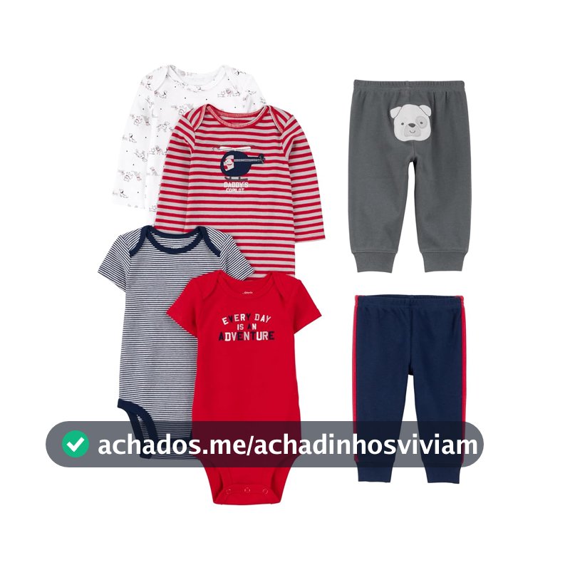 Simple Joys by Carter's Conjunto de 6 peças para bebês meninos (manga curta e comprida) e calça