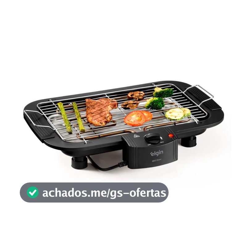 Churrasqueira Elétrica De Mesa Bbq Show Elgin 110V Com controle de temperatura, bandeja anti-fumaça e grelha removível