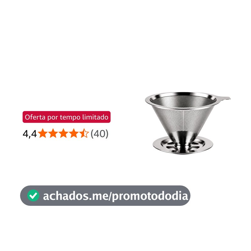 Coador de Café Inox 101, Filtro Permanente Reutilizável, Aço Inoxidável, Sem Papel, Durável e Fácil de Limpar