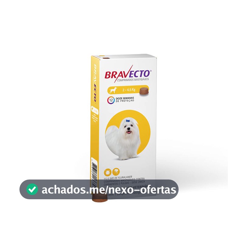 Antipulgas Mastigável para Cães Bravecto, 112,5mg, 1 Comprimido