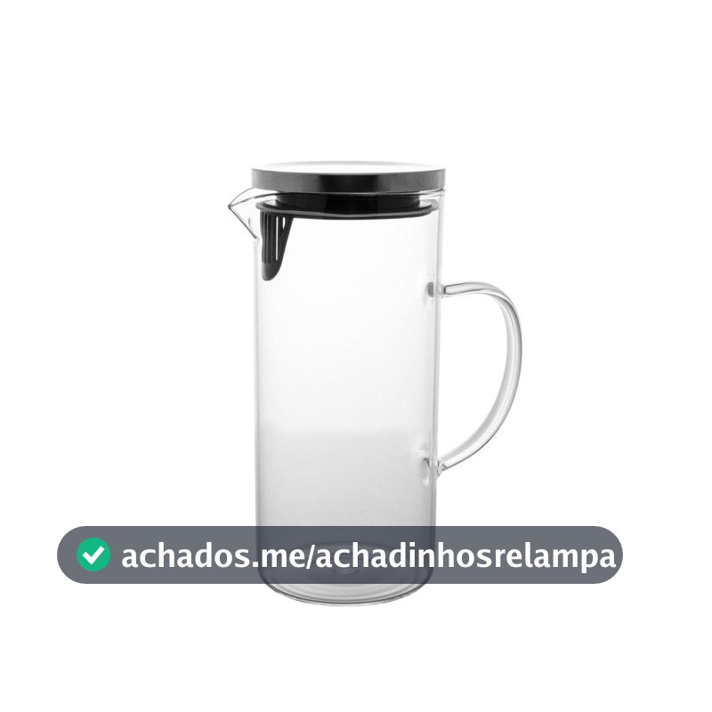 Mimo Style Jarra de Vidro Borossilicato Com Alça e Tampa Hermética Removível em Silicone e Aço Inoxidável, Capacidade 1,3 Litros, Resistente, Suporta Altas e Baixas Temperaturas
