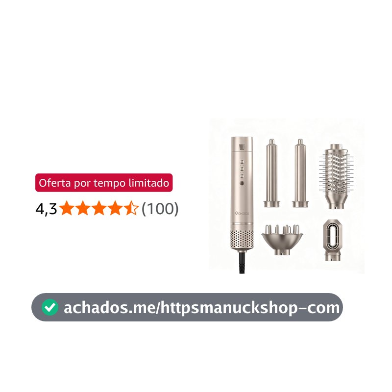 Secador de Cabelo 5 em 1 GOKOCO Profissional Bivolt 127-220V, 5 Ferramentas em 1, Escova Alisadora, Íons Negativos, Alta Velocidade, Dourado