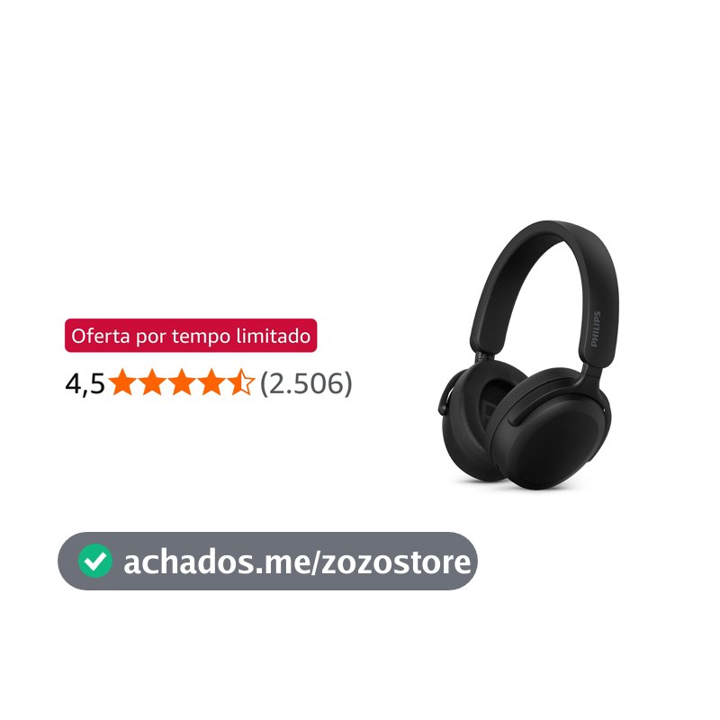 PHILIPS, Headphone Bluetooth, TAH2300BK/00, Com Microfone, Até 55 horas de bateria, Design Over-ear, Dobrável, Preto