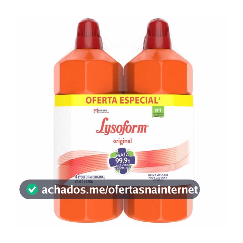 Lysoform Original Desinfetante Líquido Limpeza Pesada, 4 Unidades de 1L