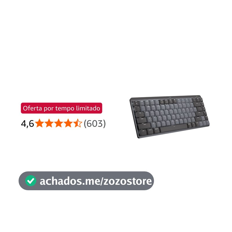 Teclado Mecânico sem fio Logitech MX Mechanical Mini com Teclas Retroiluminadas Tactile Quiet, Conexão USB ou Bluetooth Easy-Switch para até 3 dispositivos e Bateria Recarregável