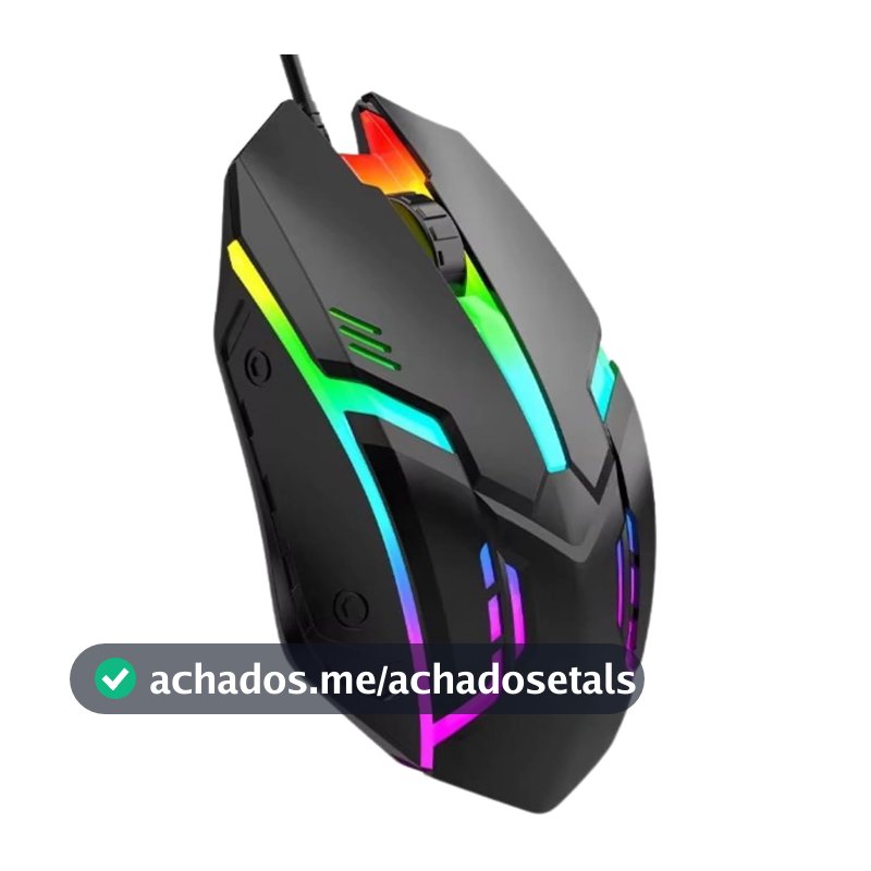Mouse Gamer com Fio RGB 1000dpi USB Iluminação LED Colorida Plug and Play