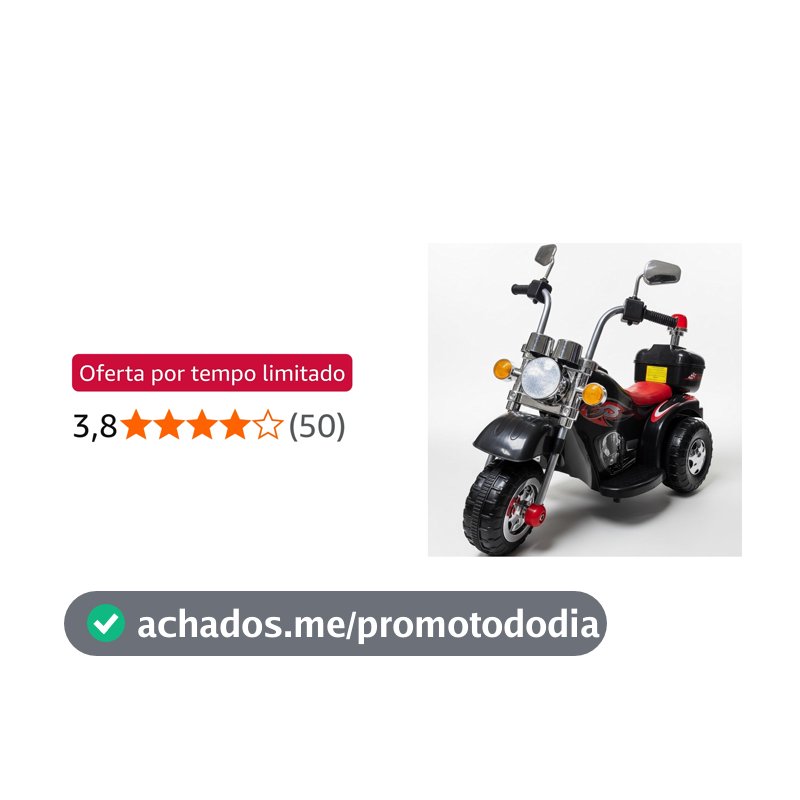 Mini Moto Motocicleta Elétrica Preta Infantil 6V com Som Luz Retrovisor