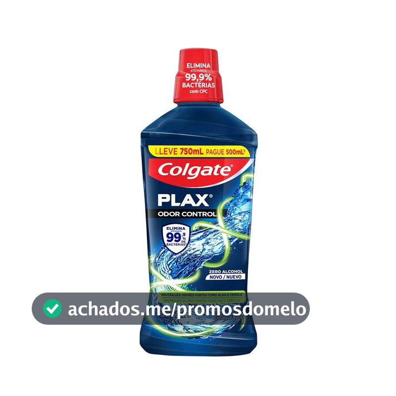 Colgate Plax Odor Control Enxaguante Bucal Sem Álcool, 750ml