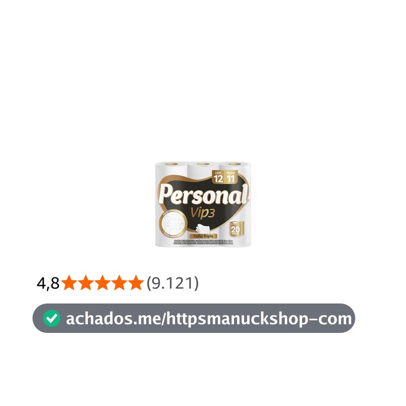 Personal Papel Higiênico Vip Folha Tripla Com 12 Rolos De 20M
