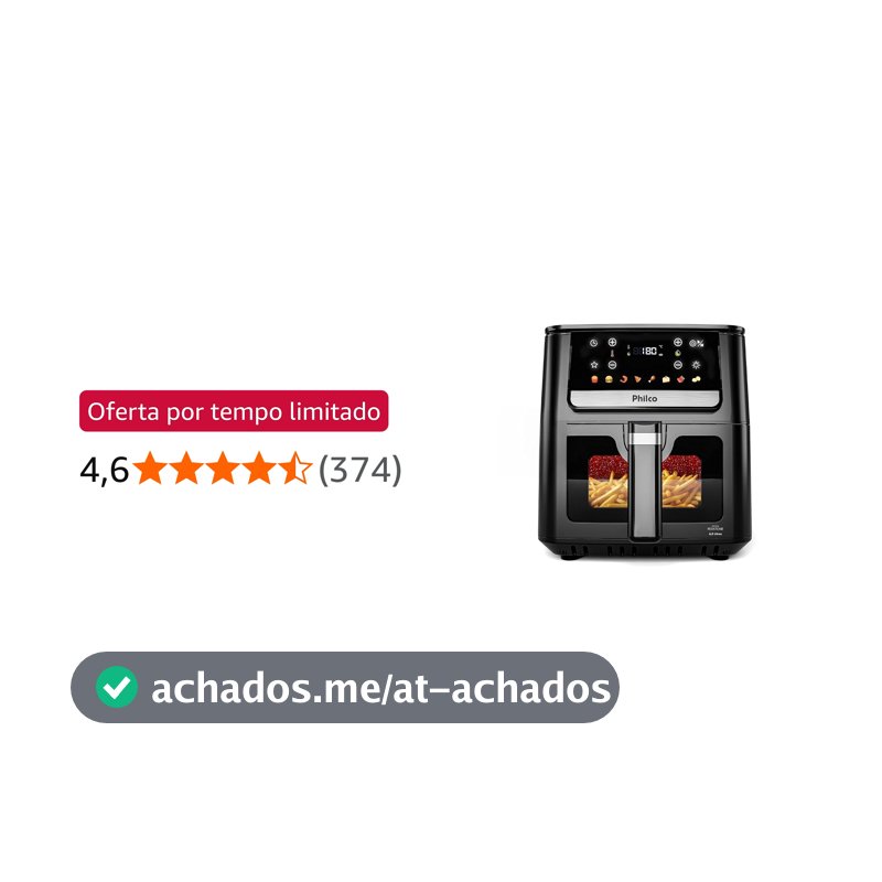 Air Fryer Philco 6,5L Visor Glass 1700W PAF65 127V