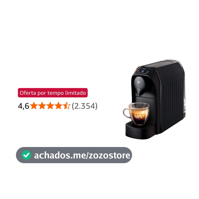 3 Corações TRES Cafeteira Espresso e Multibebida Passione Preta - 220V