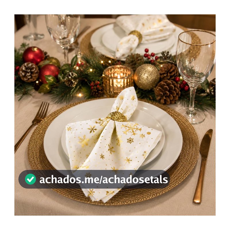Kit Guardanapo de Tecido Natal Oxford 42x42 cm Mesa Posta Natalina, 6 Peças