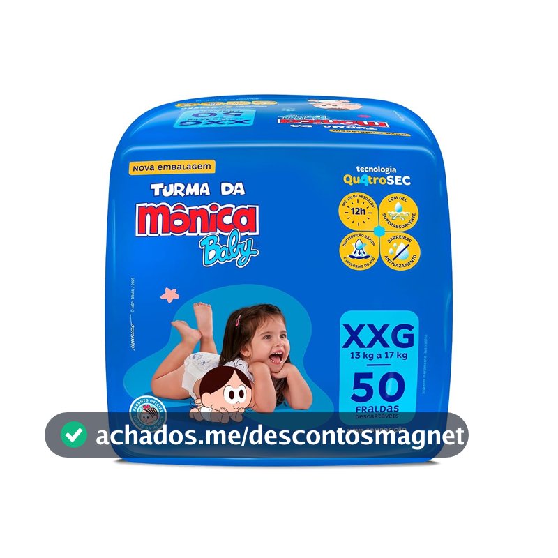 Fralda Turma da Monica Baby Giga XXG 50 Unidades