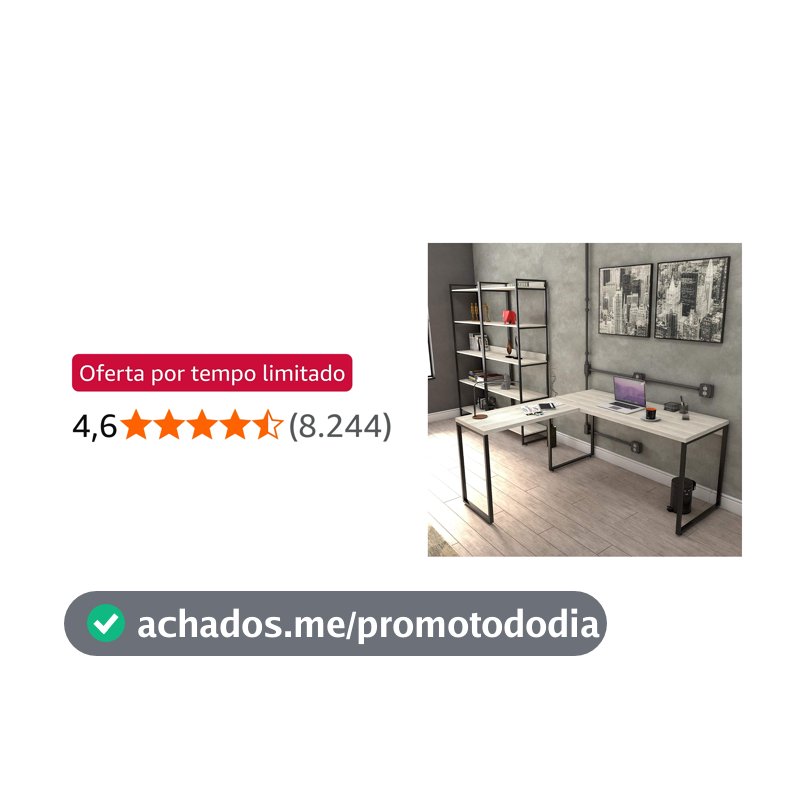 Escrivaninha Industrial em L 2 Peças Trevalla Kuadra ML150 Snow