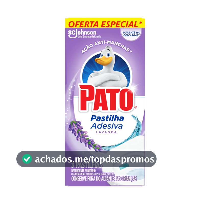 Pato Desinfetante Pastilha Sanitária Adesiva Lavanda, 3 unidades