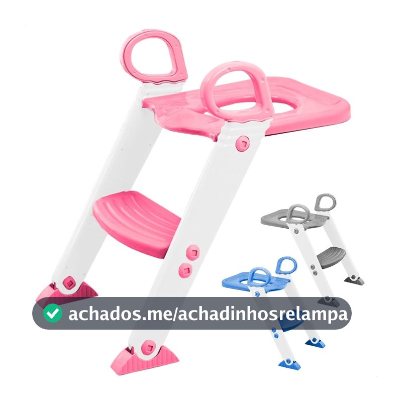 Assento Redutor Infantil Vaso Sanitário Privada Com Escada Trono Troninho (Rosa)