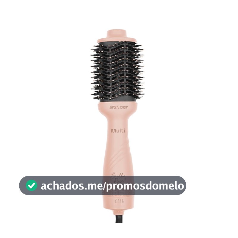 Escova Secadora Multi Care Brilho Rosé 1300W 3 Temperaturas Nanoceramic Glass Oval 2 em 1 Bivolt - EB200