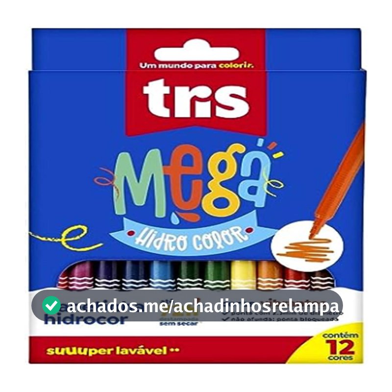 Hidrocor Ponta Fina Mega Hidro Tris 12 Cores