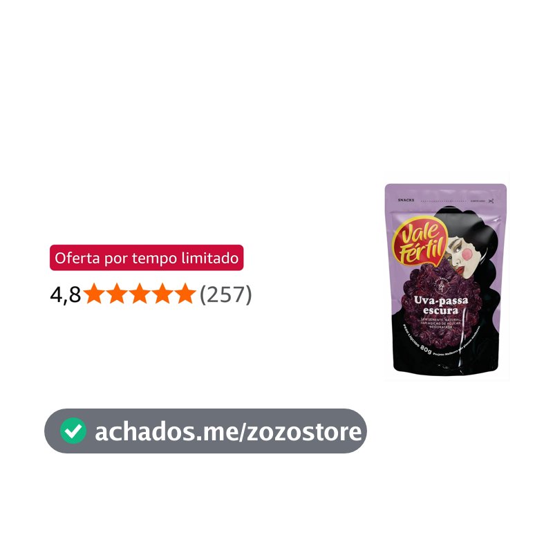 Uva Passa Escura Sem Semente Vale Fértil Sache Doy Pack 80g