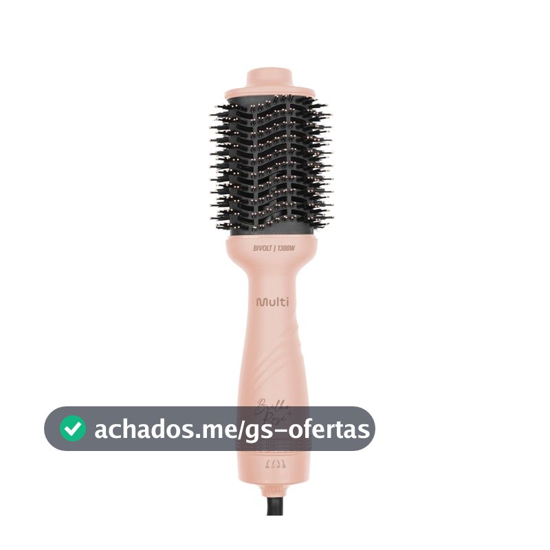 Escova Secadora Multi Care Brilho Rosé 1300W 3 Temperaturas Nanoceramic Glass Oval 2 em 1 Bivolt - EB200