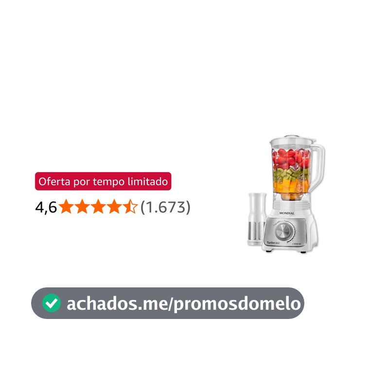 MONDIAL, Liquidificador Turbo Branco/Inox 1100W, 110V - L-1100-WI