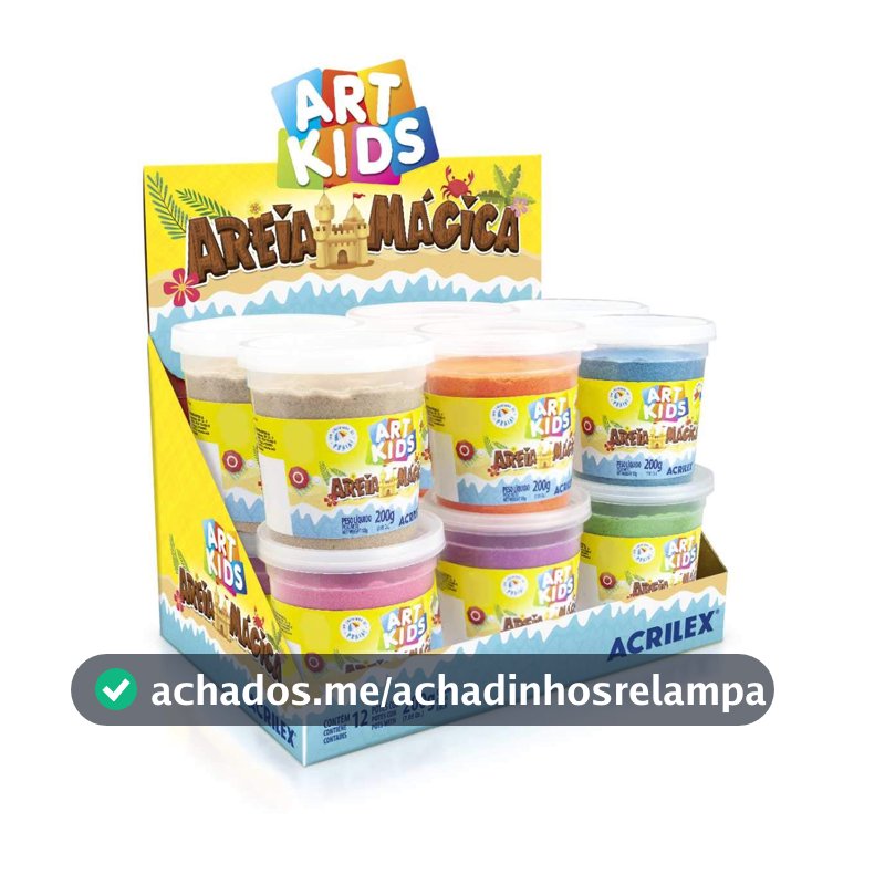 Massa Areia Magica Cores Sortidas - Display Com 12 Acrilex Multicor,