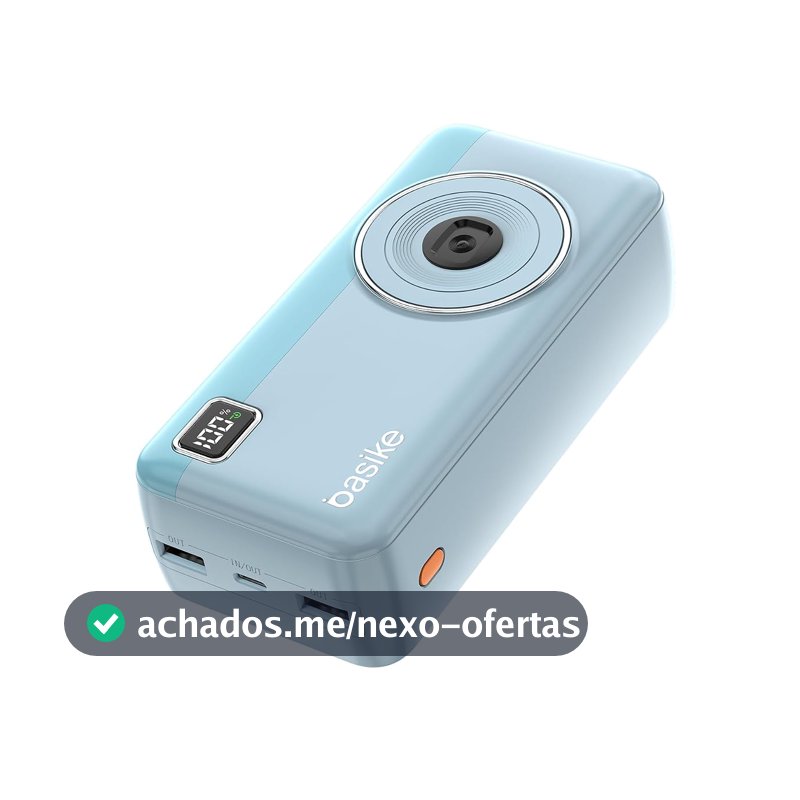 Power Bank 30000mAh, Basike Carregador Portátil com Cabo (Azul)