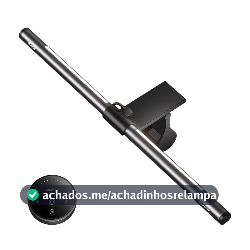 Quntis Barra de Luz para Monitor de computador com Controle Remoto, Iluminação de Fundo, Brilho Ajustável e Temperatura de Cor, Redução de Reflexos na Tela, Cinza