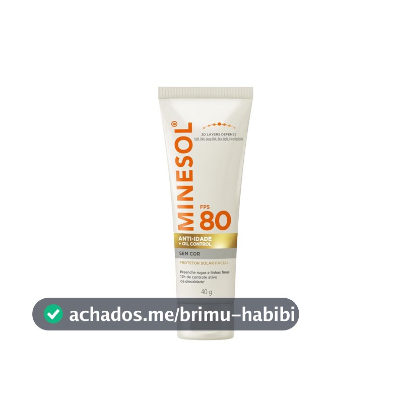 Protetor Solar Facial MINESOL® Anti-idade + Oil Control FPS 80 Sem Cor, 40g