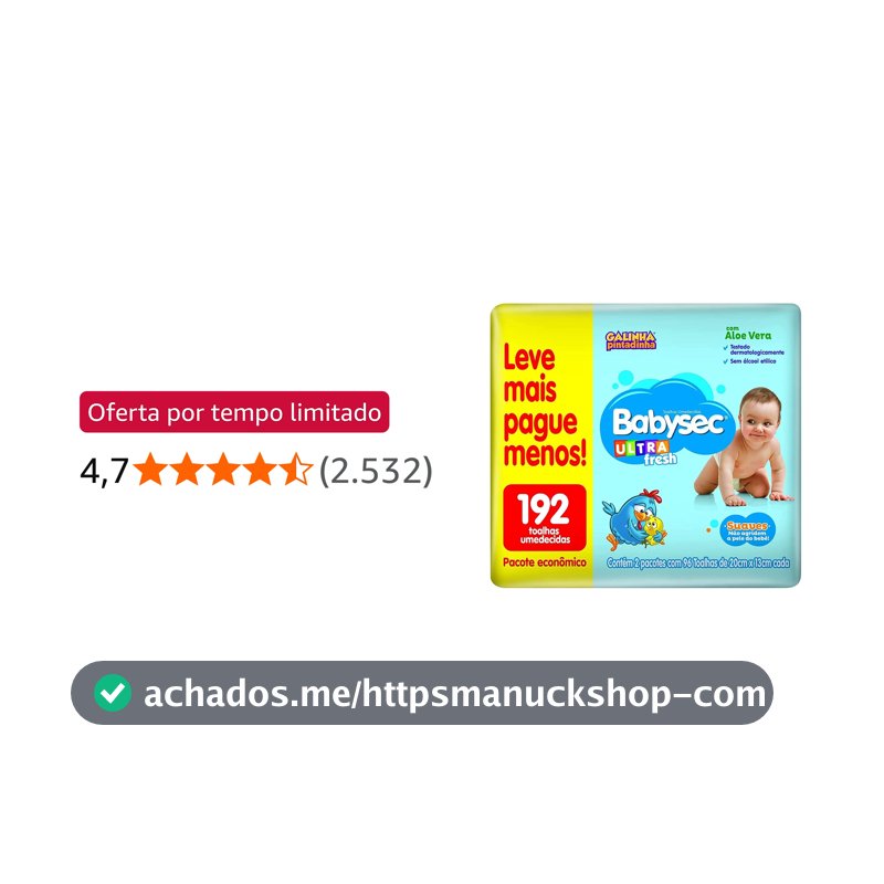 Lenço Umedecido Babysec Pacote Economico 192 folhas