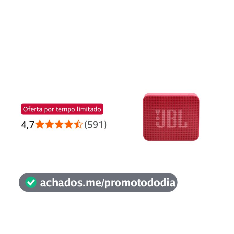 JBL, Caixa de Som, Go Essential 2, Bluetooth, Portátil, À Prova D'água e Resistente à Poeira, Bateria de até 5h, Auracast, Som JBL Original Pro Sound, 3.1 W RMS - Vermelha