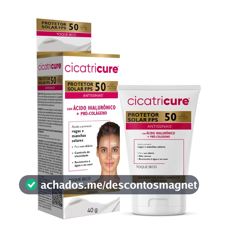 Cicatricure Protetor Solar Facial FPS 50 Antissinais Toque Seco UVA/UVB Para Pele Oleosa, Resistente à Água e Suor, Efeito Matte, Hidratante Diário Skin Care 40 ml