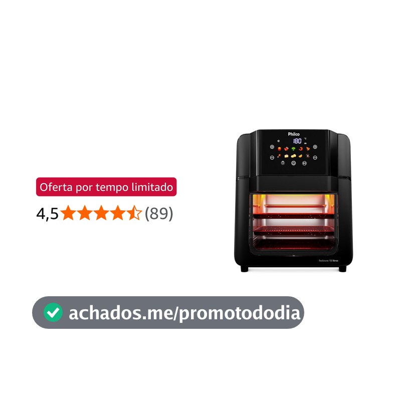 Philco Air Fryer Oven 15L Redstone 10 Funções PAF15C 127V