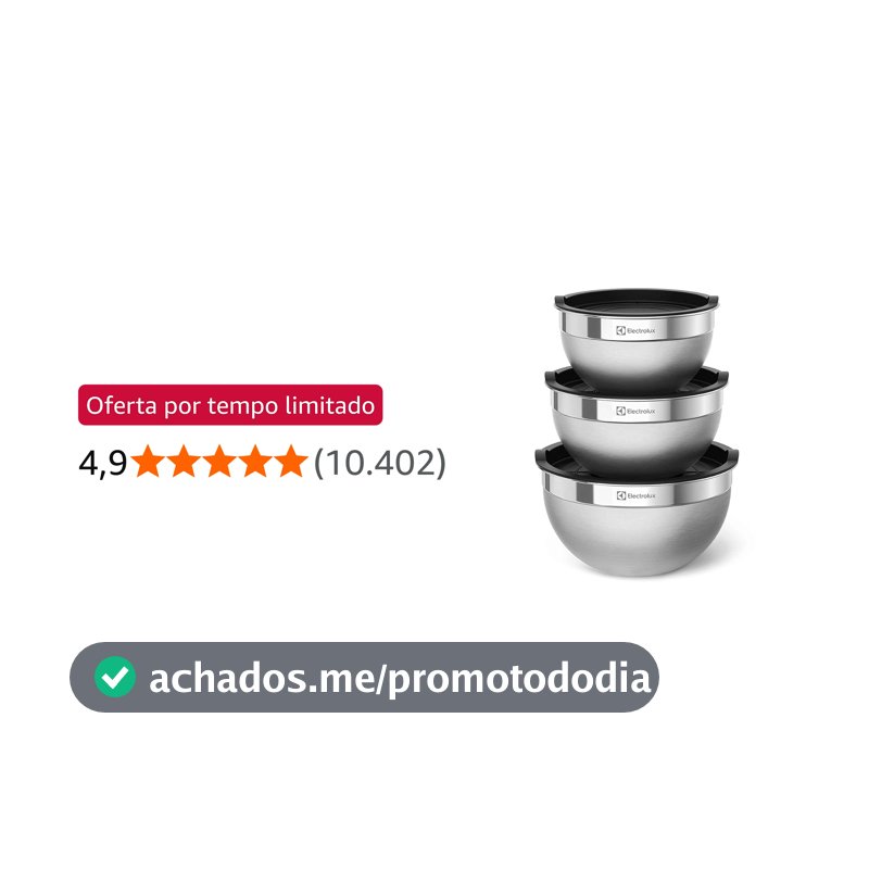Conjunto de Bowls Tigelas de Inox com Tampa Plástica Electrolux