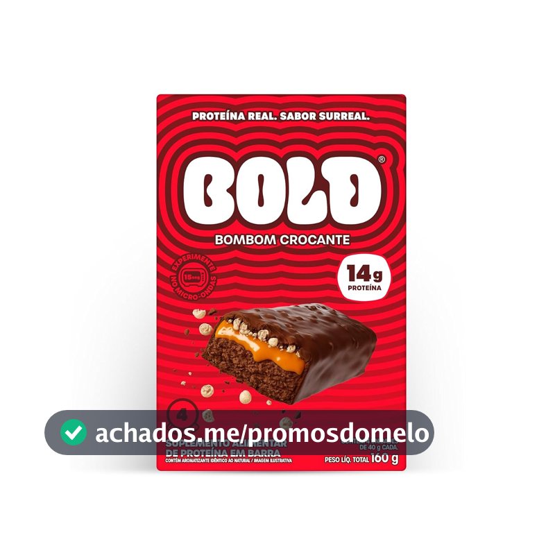 Bold Barra de Proteina Bombom Crocante 14g Kit com 4 Unidades