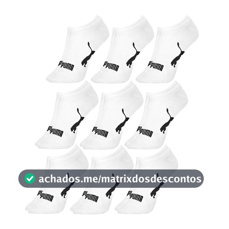 Kit 9 Pares Meia Puma Invisível Soquete Sapatilha Respirável Original