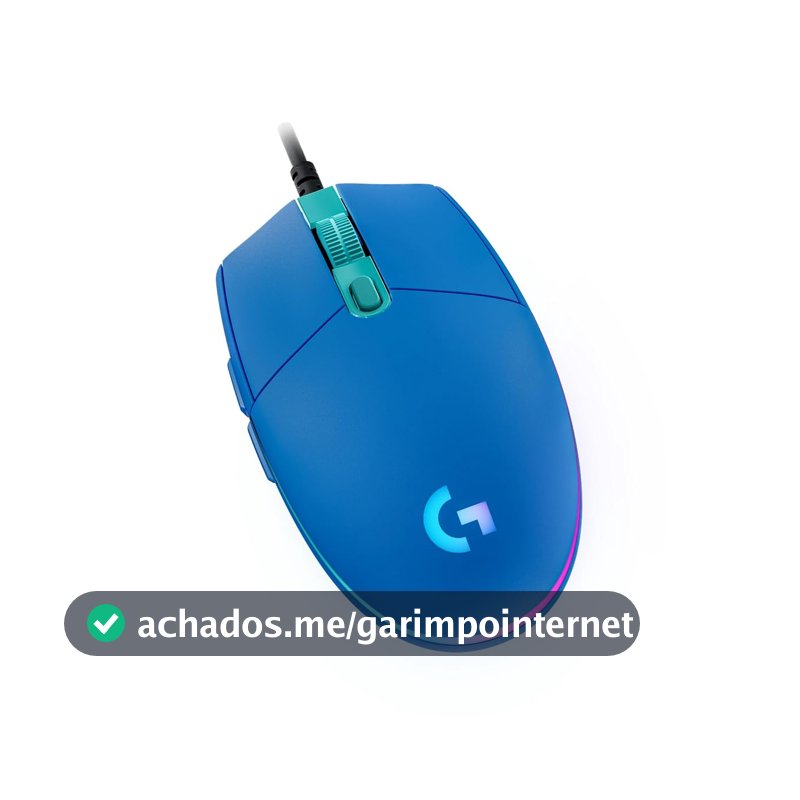 Mouse Gamer Logitech G203 LIGHTSYNC RGB, Efeito de Ondas de Cores, 6 Botões Programáveis e Até 8.000 DPI - Azul