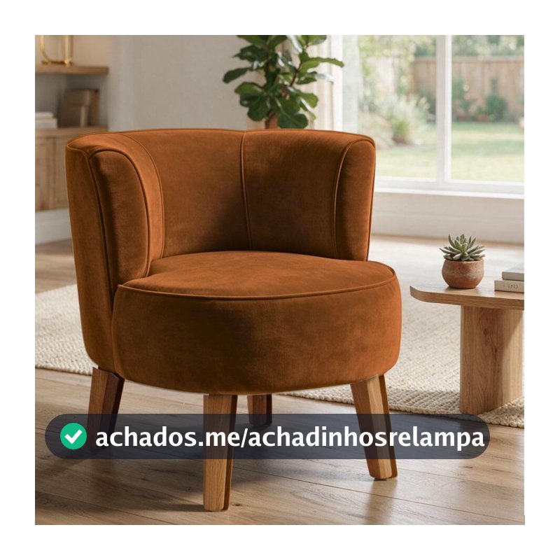Poltrona Decorativa para Sala de Jantar Confortável Tecido Veludo MOBLAN decor (Terracota)