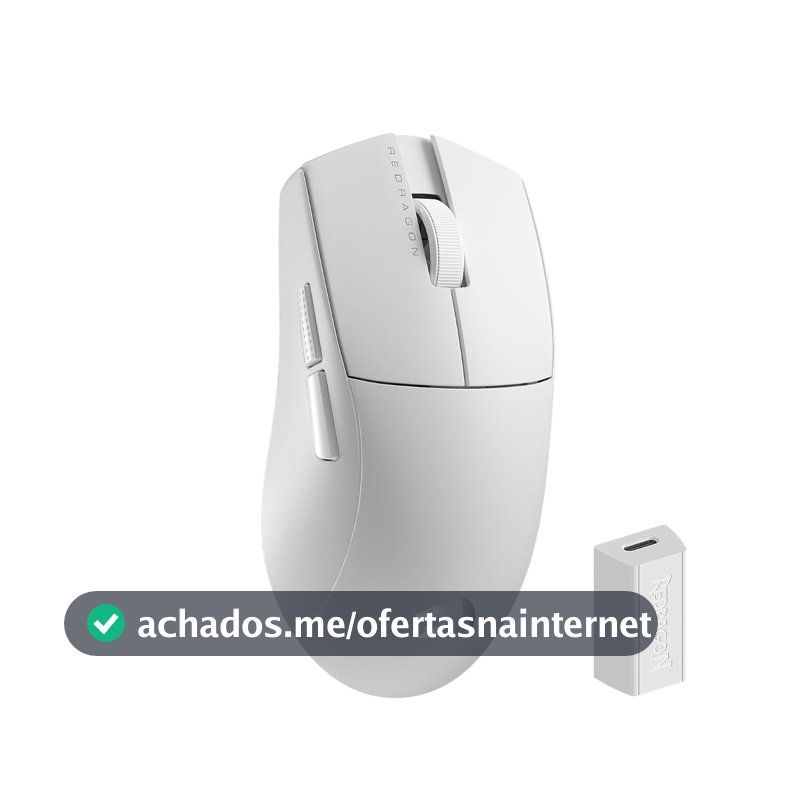 Mouse Gamer sem fio Redragon King Pro 4k Branco PAW3395 4000Hz M916W-PRO-4K
